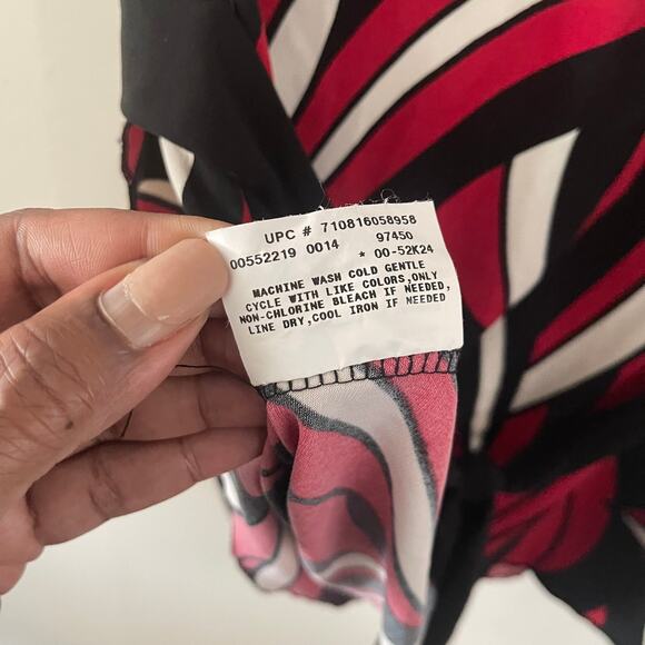 Y2K Babydoll Top Womens Small Faux Wrap Top w/ Split Sleeves Red Black Iz Byer - Picture 5 of 8